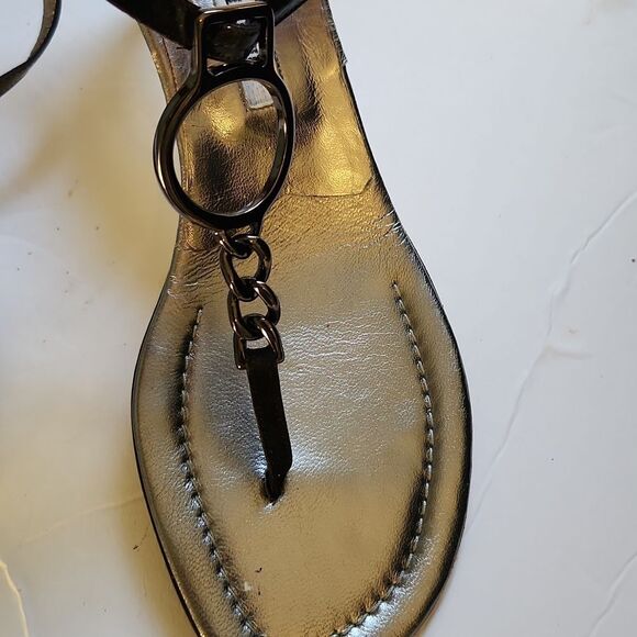 Manolo Blahnik Metallic Silver Strappy Heels - Picture 2 of 12